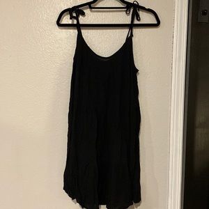 Black tie-strap mini dress